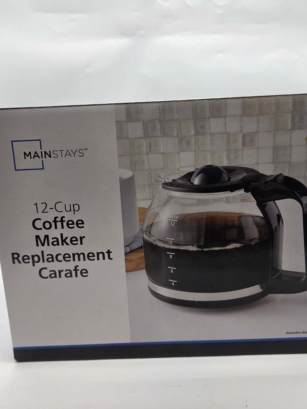 Mainstays White Replacement Coffee Maker Carafe with Black Handle